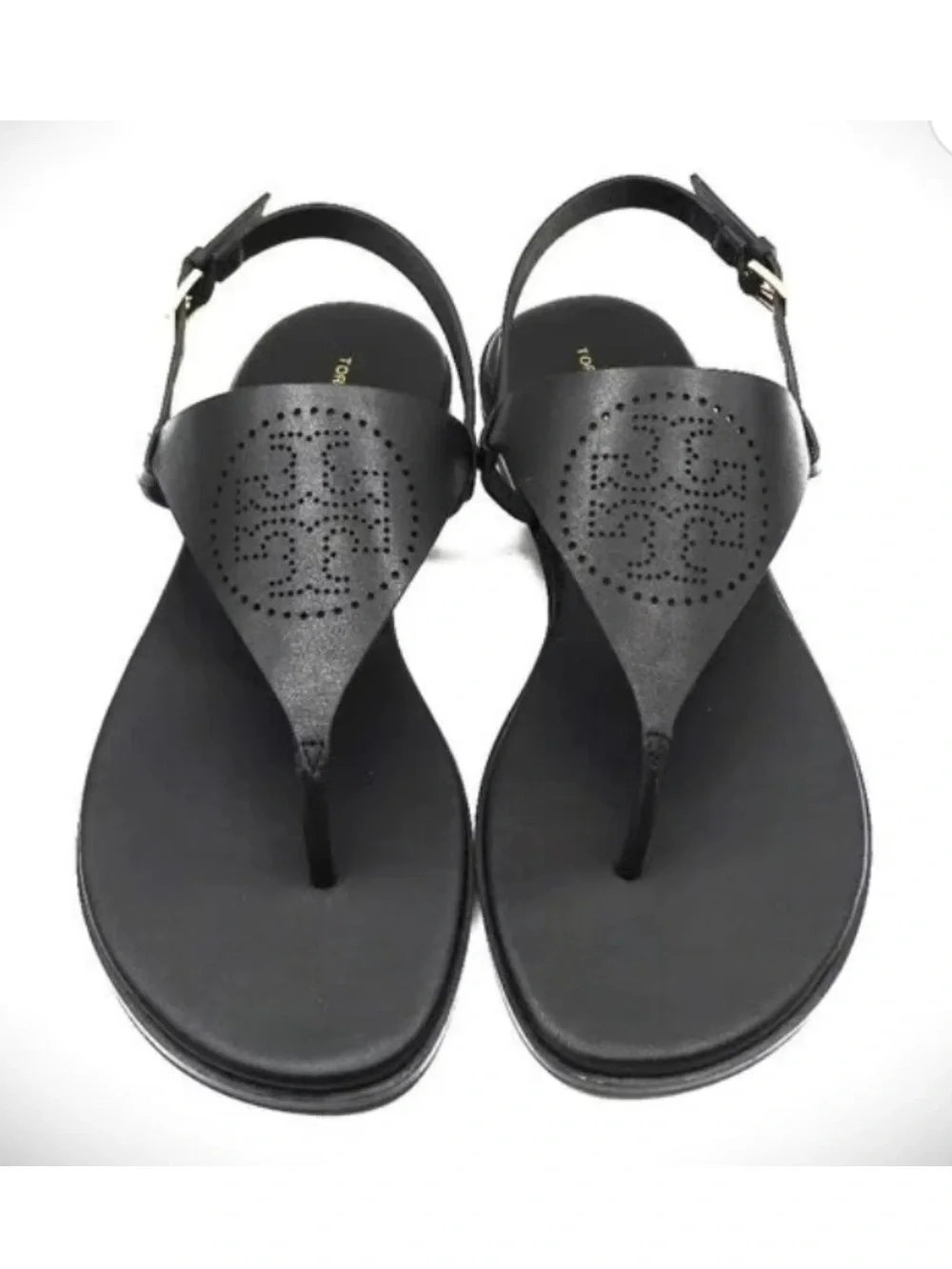Tory Burch Capri Perf Leather Sandal in Perfect Black Size 7.5